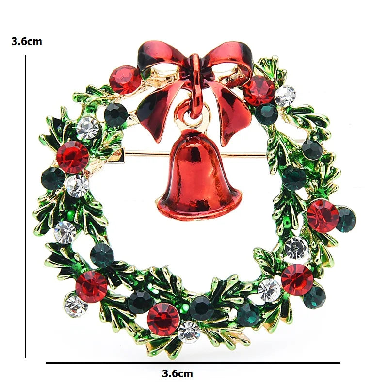 Wuli&baby Classic Enamel Wreach Bell Brooches Women Men Flower Christmas Brooch Pins