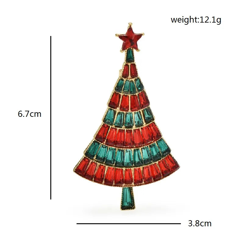 Wuli&baby Shining Christmas Tree Brooches For Women Unisex 4-color Rhinestone New Year Plants Party Office Brooch Pins Gifts