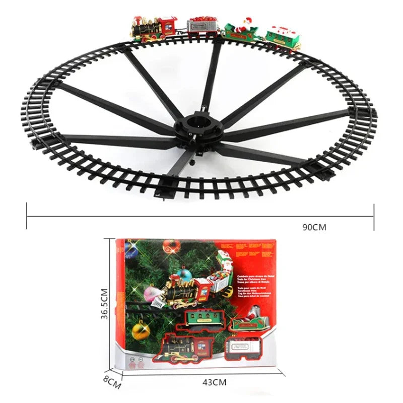 Creative Chirstmas Tree Hanging Pendents Assembled Mini Train Toys Electric Railway Car Funny Decorations Props Kid Xmas Gifts