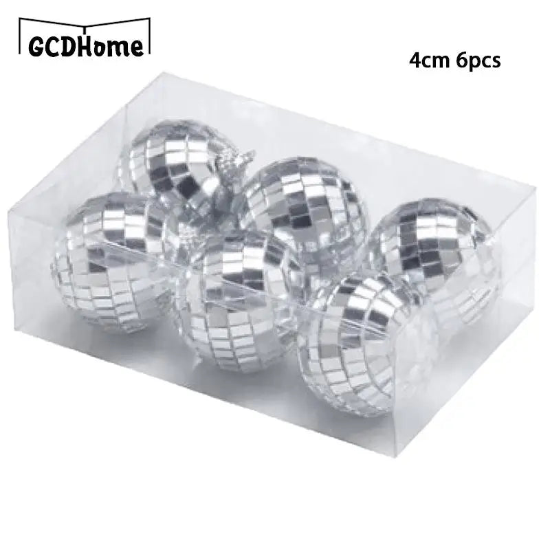 6/12PCS Mirror Ball 2/3/4/5cm Christmas Tree Ornaments Bar Disco Ball Mirror Balls Hanging Cake Home Party DIY Decoration Gift